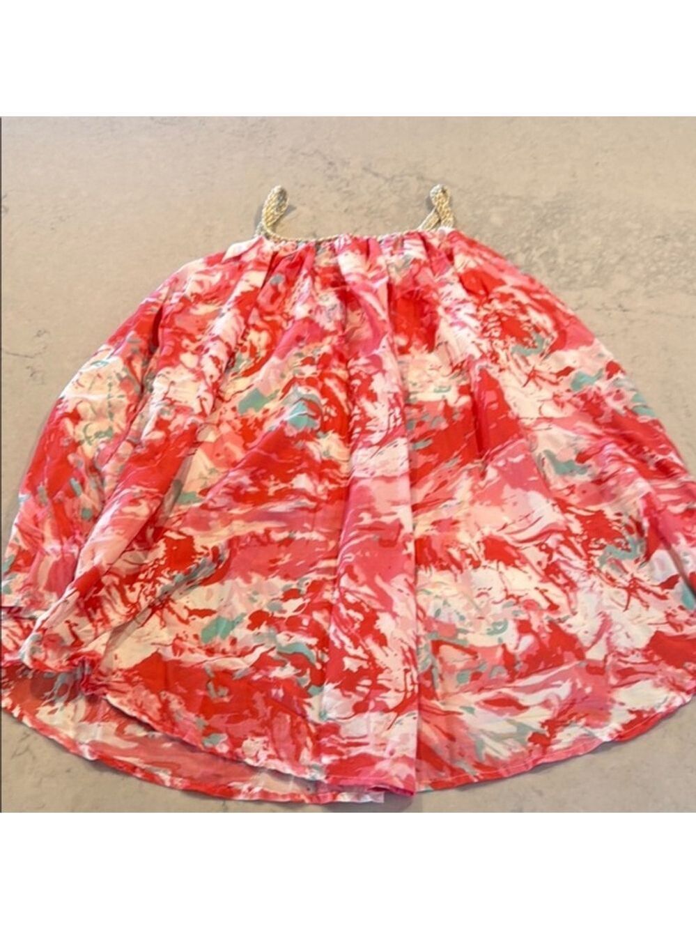Kaktus Floral Red and Pink Flowy Dress Medium